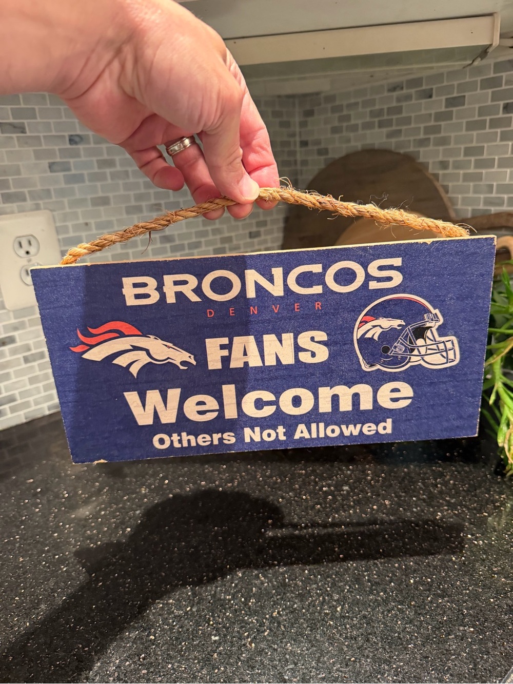 NFL Denver Broncos Welcome Fans Hanging Sign 12x6”